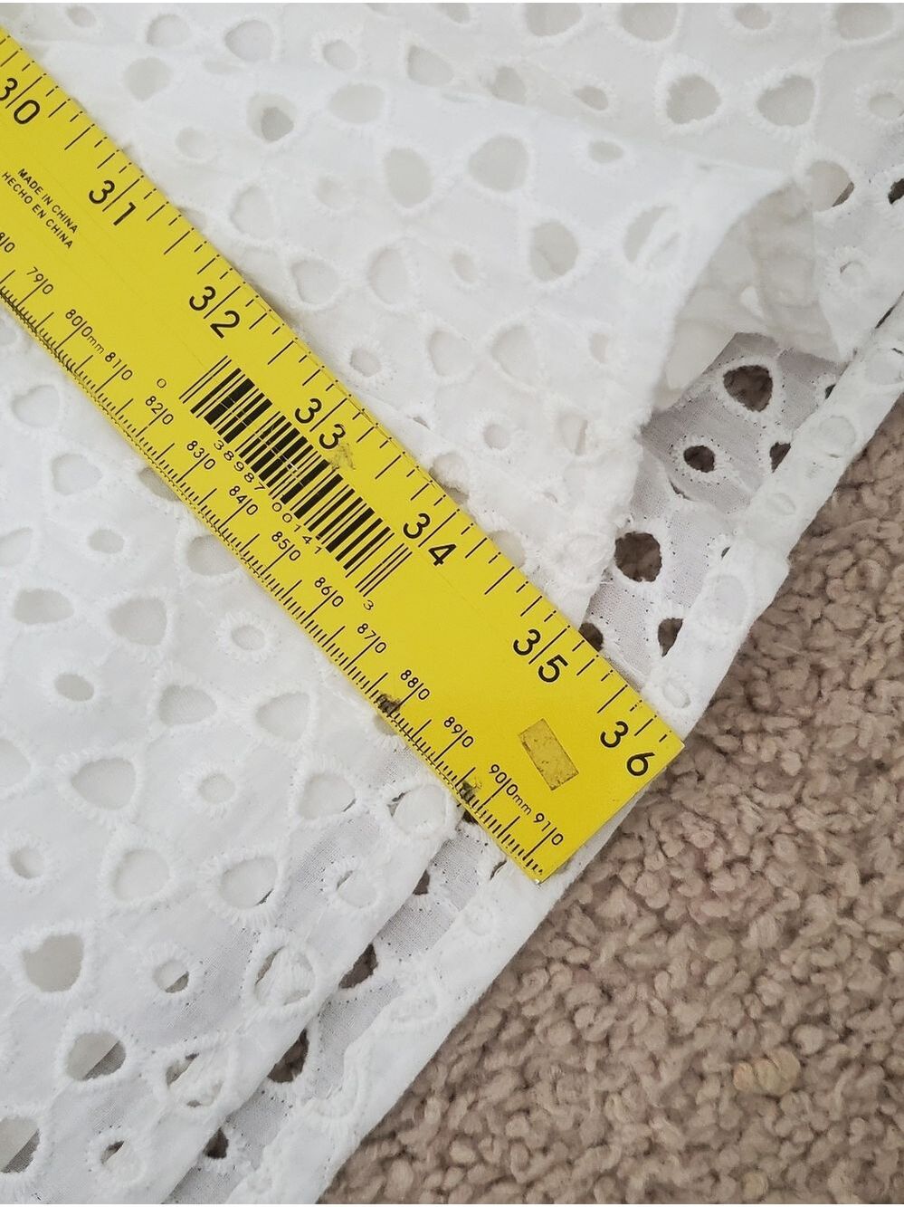 Vince Camuto White Eyelet Mini Dress Size 10 - Picture 10 of 13